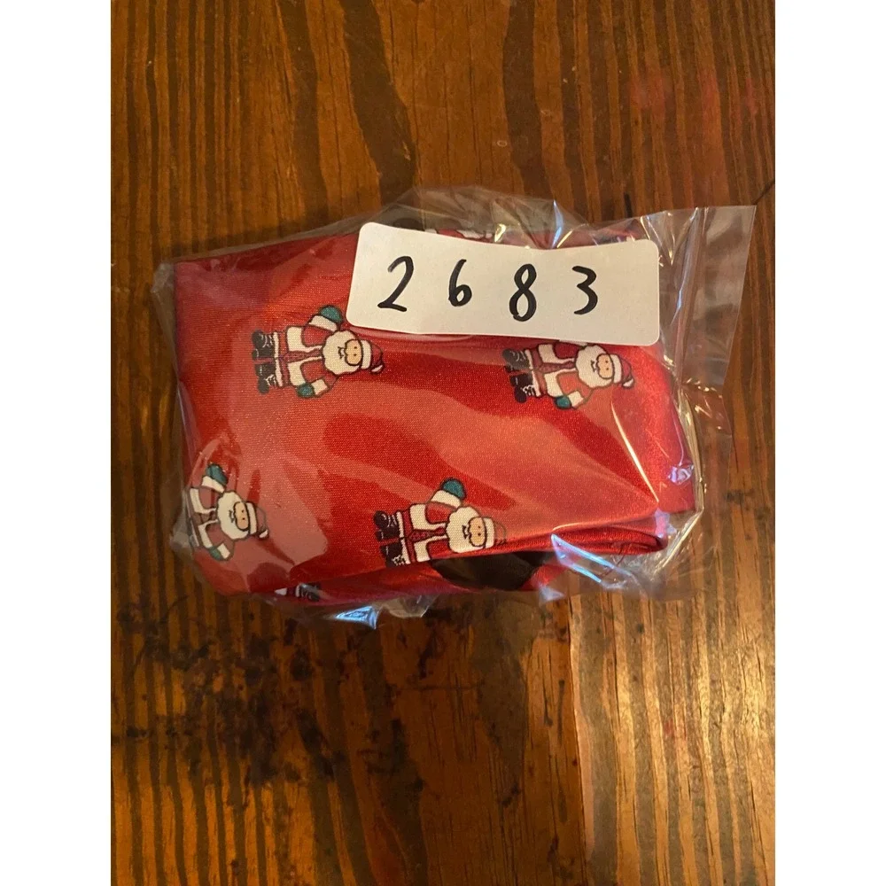 Mens Red Christmas Santa Claus‎ Waving Holiday Festive Necktie Accessory